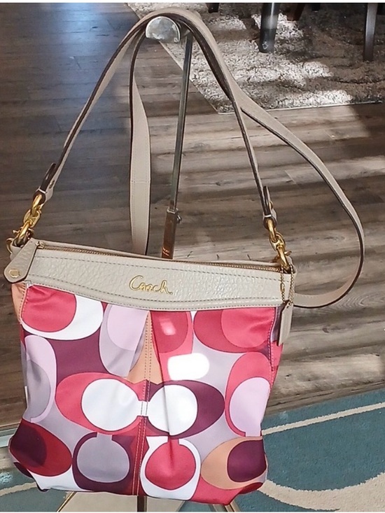 Coach Handbags - Coach Ashley scarf-print hippie shoulder & crossbody bg in Pink, Purple & White